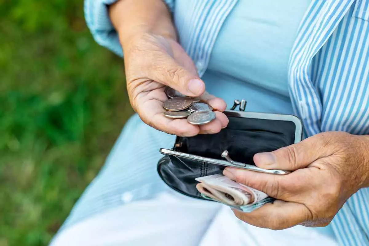 hands of an older person calculating money