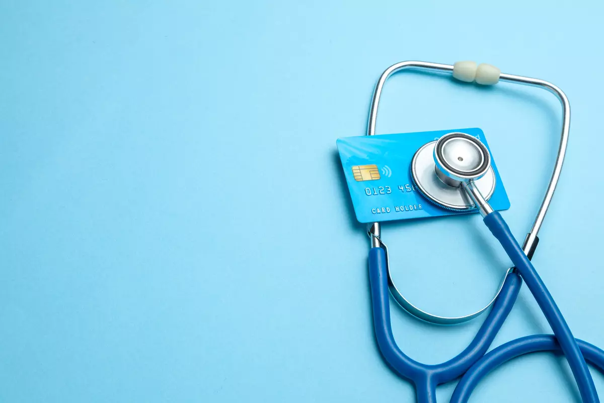 a stethoscope and credit card.
