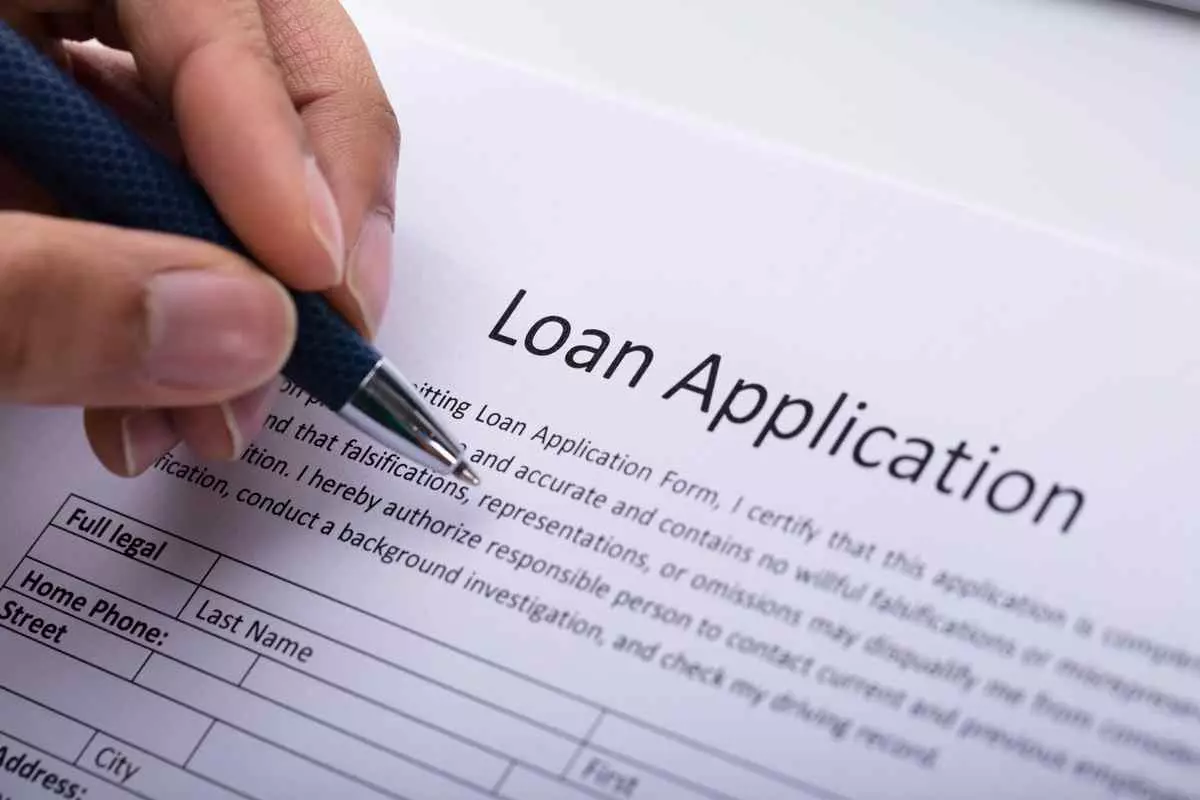 Close up on loan application form