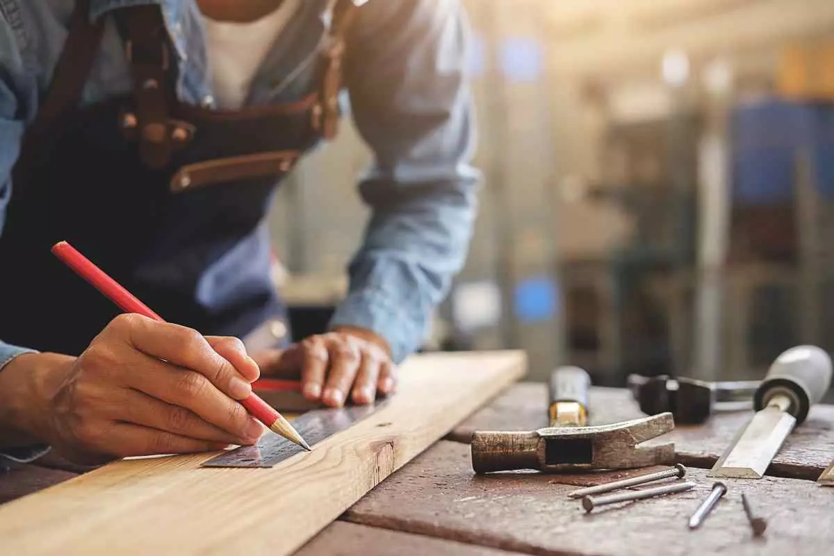 Woodworker making wooden goods.