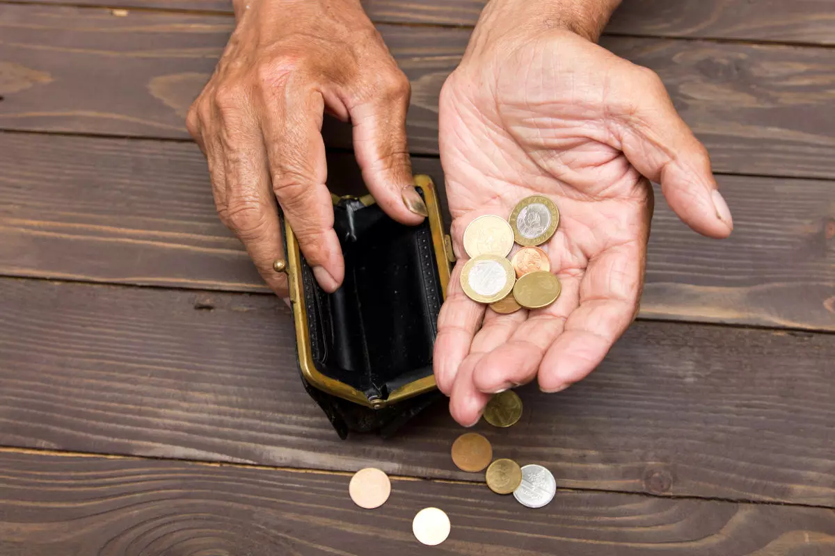 Coins from a coin purse.