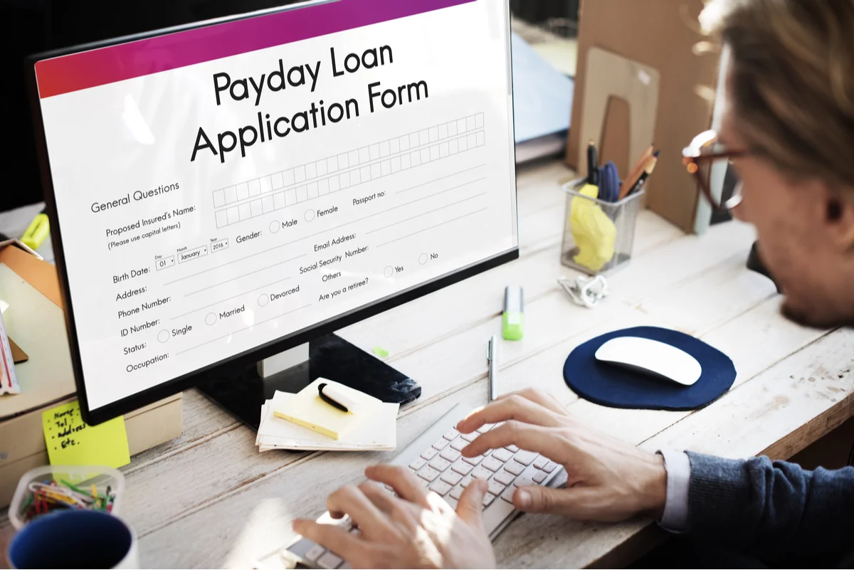 Young adult applying for an online payday loan