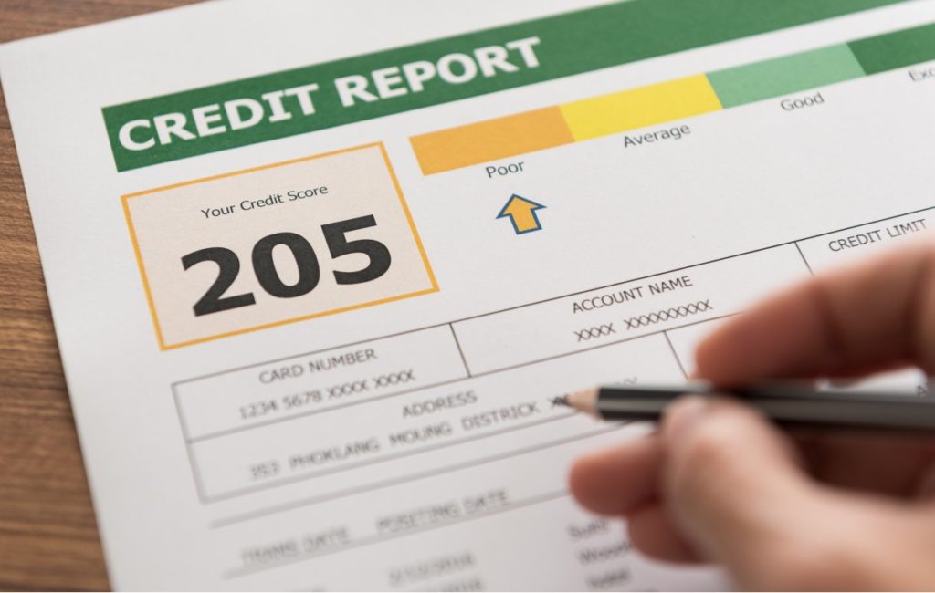 Close up on bad credit report 