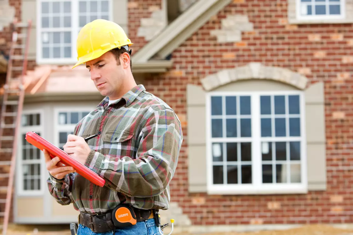 Home inspector assessing property