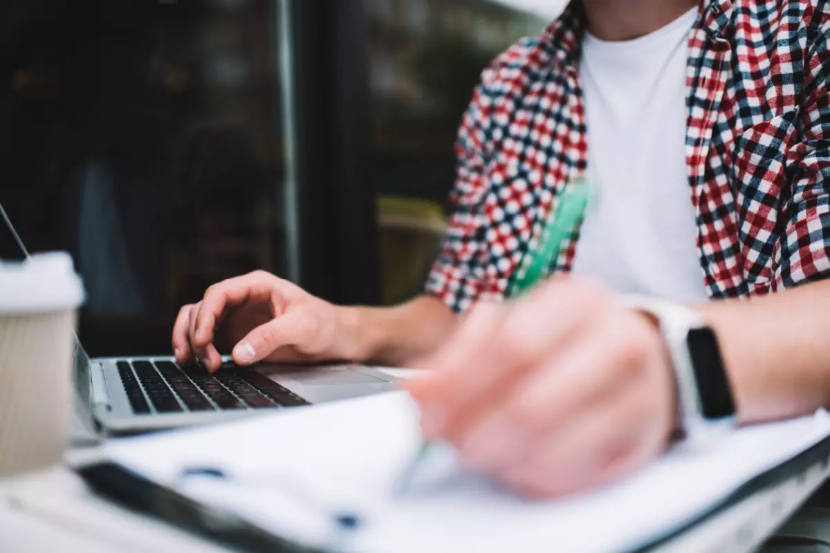 Freelancer working on laptop